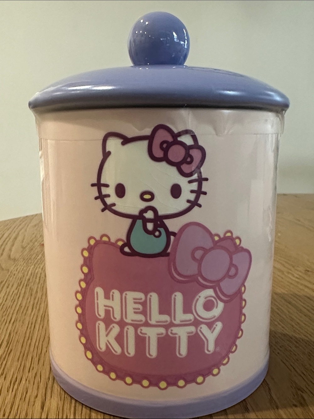 Hello Kitty Pink and Lilac Ceramic Cookie Jar with Lid